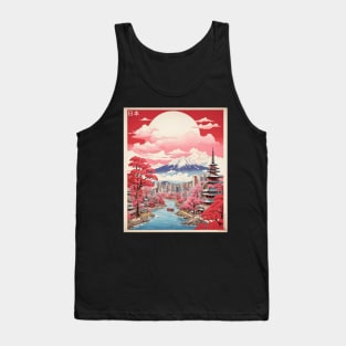 Japan Cherry Blossom Vintage Tourism Travel Poster Tank Top